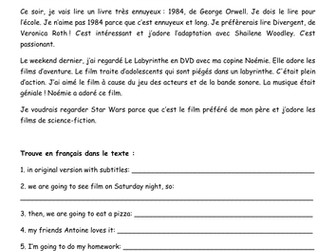 Reading activity - Film and media