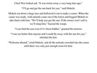 Comprehension exercise for African story