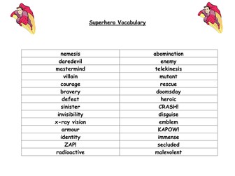 Superhero Vocabulary