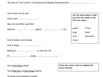 Vive le Vent Worksheet