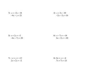 Simultaneous Equations (Substitution Method)