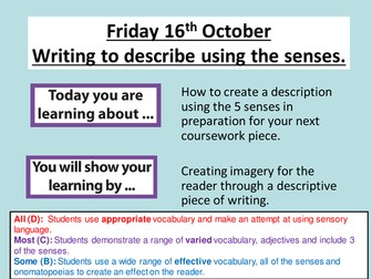 Sensory language and descriptive writing gcse