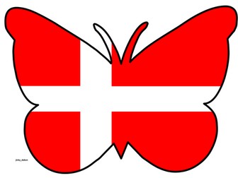 Butterfly Themed Denmark Flag