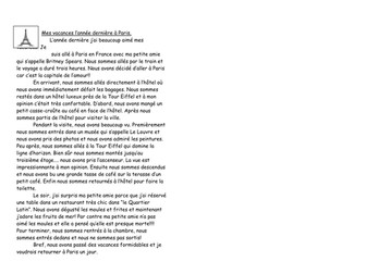 Past tense text (etre verbs) with handout