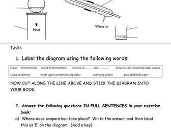 Liebig condenser diagram to label plus tasks
