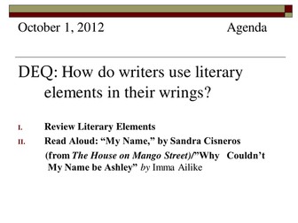 Grade 9 English Lesson Plans: SpringBoard IV (Coming of Age) Part I