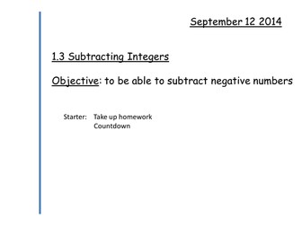 Subtracting Negative Numbers