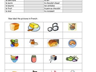 Mon Petit Dejeuner Worksheet Teaching Resources