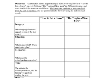 Memory Poem Compare And Contrast Teaching Resources