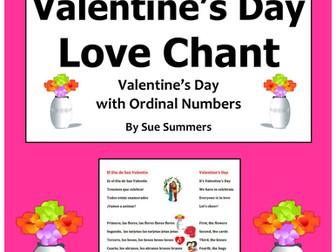 Spanish Valentine's Day and Ordinal Numbers Chant
