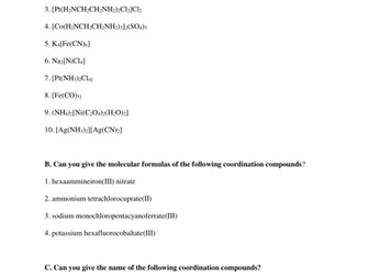Worksheets Naming Transition Metals Worksheet With Answers naming transition metal complexes worksheet with answers by answers