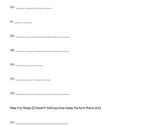 3 differentiated worksheets finding factors