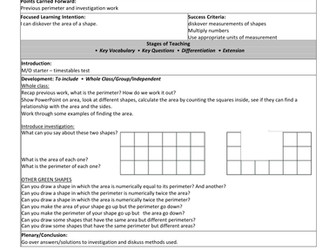 Math investigation based on area and perimeter
