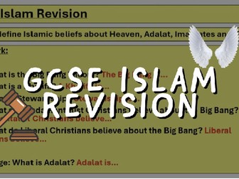 **GCSE ISLAM REVISION LESSON - JANNAH, ADALAT, IMAMATE, AND ANGELS