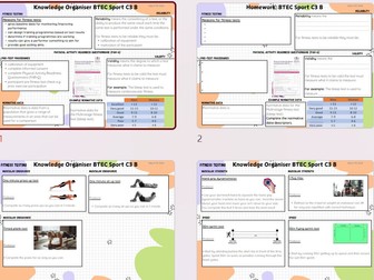 BTEC Sport  (Tech Award 2022) Knowledge organiser and homework tasks - Component 3 Learning Aim B