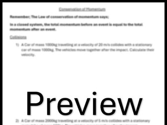 Conservation of Momentum Calculations (and Answers)