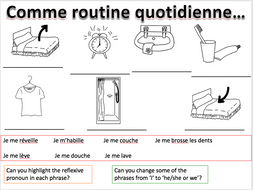 Daily routine reflexive verbs - Expo 3 Module 1 - Differentiated lesson