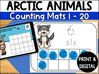Arctic Animals Ten Frames Counting Mats Numbers 1-20