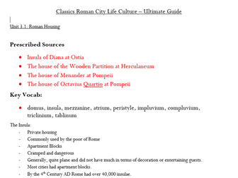 Roman City Life Revision GCSE Classical Civilisation