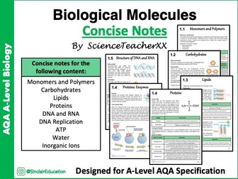 Biological Molecules Concise Notes (AQA A-Level)