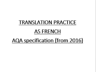 A Level French Year 1 Translation Booklet (AQA new specification)