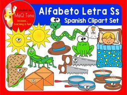 Spanish Alphabet Letter Ss Phonics Clipart Set Alfabeto Letra Ss