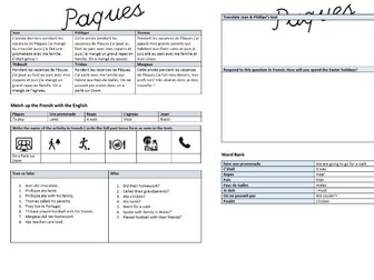 Easter/ Paques French Worksheet KS3 Perfect tense