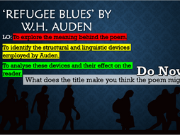 analysis of refugee blues Refugee blues - igcse guide 1 this poem is about the abuse of human rights and the suffering of all refugees write down three reasons this picture links to these ideas. analysis of refugee blues Refugee blues - igcse guide 1 this poem is about the abuse of human rights and the suffering of all refugees write down three reasons this picture links to these ideas.