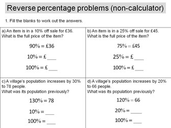 Reverse percentage