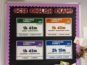 AQA GCSE English Language & Literature Timings Display