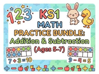 KS1 Math Addition & Subtraction Practice Pack