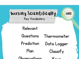 Working Scientifically Key Vocabulary Posters KS1/LKS2/UKS2