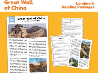 Great Wall of China Reading Comprehension | Landmark Reading Passages