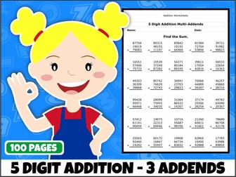 5-Digit Addition with Three Addends Worksheets | 200 Printable Worksheets | Year 5 Maths