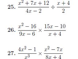 Algebraic fractions worksheets (with detailed solutions) | Teaching