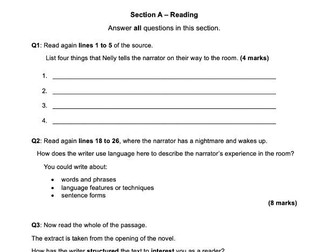 BRAND NEW AQA Language Paper 1 Practice Paper: Wuthering Heights