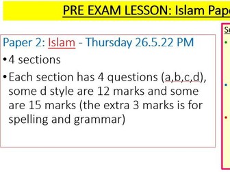 Pre Exam Lesson - Islam