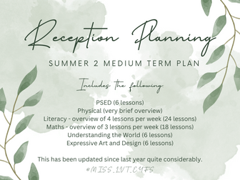 Reception Medium Term Plan Summer 2