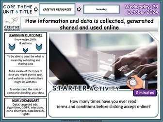 Data + Information  Is generated, collected, shared | Online Safety | GDPR