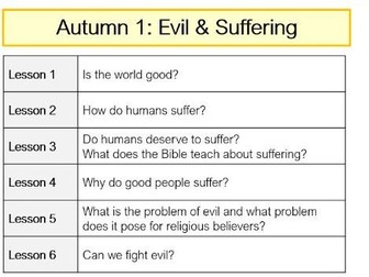 KS3 Religious Studies Evil and Suffering Scheme of Work