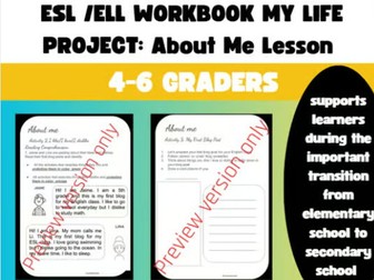 ESL ELL All About Me Worksheet 5- 6