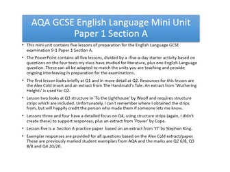 AQA English Language 9-1 Paper 1 Section A Revision Unit 2019 FREE