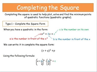 Completing the Square Exam Revision