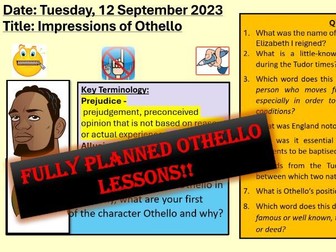 Othello SOW - Ready to Teach Lessons!