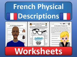 French Physical Descriptions Worksheets | Teaching Resources