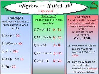 Yr 5/6 Algebra Revision (SATs) Starters