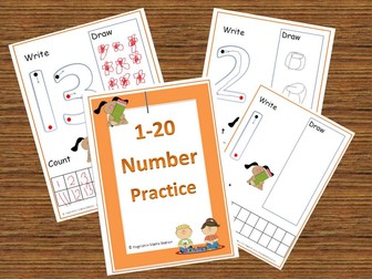 Numbers to 20 Practise = Write, Draw, Count