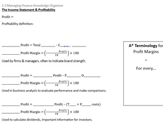 A-Level Business 2.3 Revision Worksheet