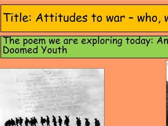 KS3 War Poetry 'Anthem for Doomed Youth'