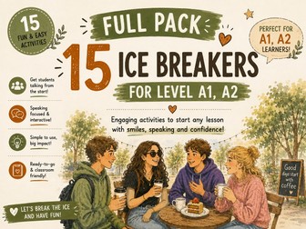 15 Ice Breakers for A1–A2 ESL | Speaking & Grammar Activities | Full Pack